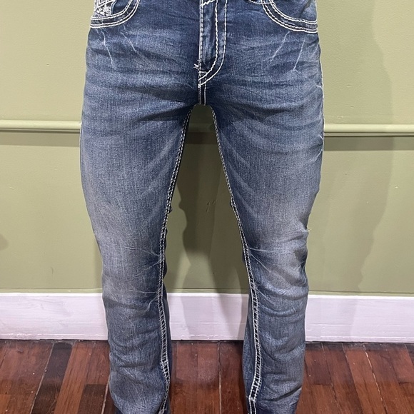 Deniko jeans slim straight embroidery back pocket premium cotton - Picture 2 of 4